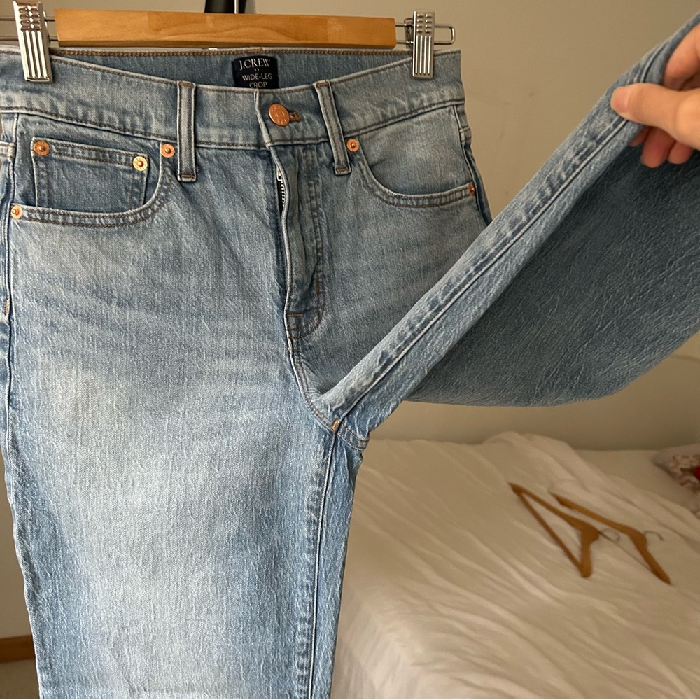 J. Crew Wide Leg Crop Jeans 24 - Picture 3 of 7